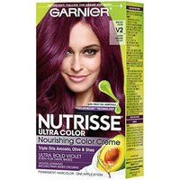 كريم صبغة الشعر المغذي ألترا كولور من غارنييه بنفسجي كثيف داكن (قد تختلف العبوة) Garnier Nutrisse Ultra Color Nourishing Hair Color Creme, V2 Dark Intense Violet (Packaging May Vary), Pack of 1