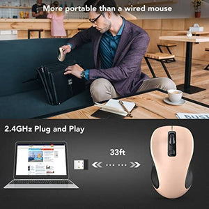ماوس لاسلكي لجهاز استقبال يو إس ب TedGem Wireless Mouse, 2.4G USB Receiver Cordless Mouse, Travel Mouse for Laptop, 6 Buttons Portable Mice, 3 Adjustable Levels Ergonomic Mouse for Windows, Computer, PC, Mac, Notebook, Desktop, Pink