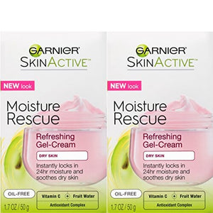 كريم جل منعش لإنقاذ الرطوبة للبشرة الجافة Garnier SkinActive Moisture Rescue Refreshing Gel-Cream for Dry Skin, Oil-Free, 1.7 Oz (50g), 2 Count (Packaging May Vary)