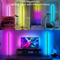 مصباح أرضي متغير اللون مع تحكم عن بعد YSJ RGB LED Floor Lamp, Corner Led Lamp,Corner Lamp,Color Changing Corner Floor Lamp with Remote and App Control, DIY Mode & Timing, Modern 55''Minimalist Lit Lamp for Bedroom Living Room