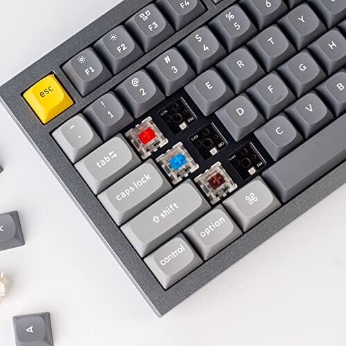 لوحة مفاتيح ميكانيكية سلكية إصدار المقبض ماكرو   Keychron Q3 Wired Custom Mechanical Keyboard Knob Version, TKL QMK/VIA Programmable Macro with Hot-swappable Gateron G Pro Brown Switch Double Gasket Compatible with Mac Windows Linux (Grey)