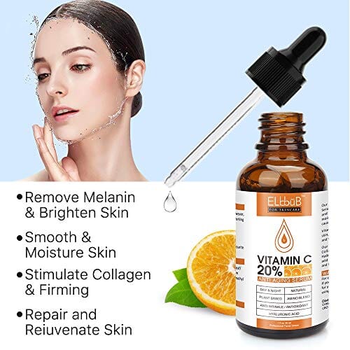 مصل فيتامين سي الفاخر Premium 20% Vitamin C Serum For Face with Hyaluronic Acid, Retinol & Amino Acids - Boost Skin Collagen, Brighten Hydrate & Plump Skin, Anti Aging & Wrinkle Facial Serum