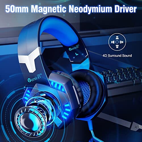 سماعة الألعاب تحكم واحد لإلغاء الضوضاء المحيطي VersionTECH. G2000 Gaming  Headset for PS5 PS4 Xbox One Controller,Bass Surround Noise Cancelling Mic