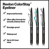 قلم كحل من ريفلون كولورستاي مكياج العيون مع مبراة مدمجة Pencil Eyeliner by Revlon, ColorStay Eye Makeup with Built-in Sharpener, Waterproof, Smudgeproof, Longwearing with Ultra-Fine Tip, 201 Black, 0.01 Ounce