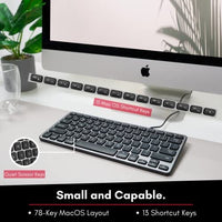 لوحة مفاتيح رفيعة ومضغوطة مع 3 مستويات سطوع مفاتيح Macally Backlit Mac Keyboard Wired - The Perfect Size and Lighted - Slim and Compact Apple Keyboard with 3 Level Brightness LED Keys - Small Wired Keyboard for Mac, MacBook Pro/Air, iMac (Space Gray)