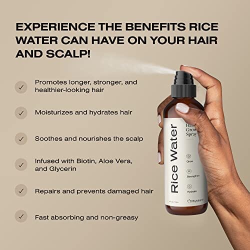 بخاخ نمو الشعر لتقوية فروة الرأس والشعر  Rice Water for Hair Growth - Hair Growth Spray for Scalp & Hair Strengthening, Infused w/Aloe Vera & Biotin, Hair Growth for Women & Men, Hair Growth Serum, Leave In Fermented Rice Water Spray - 4oz