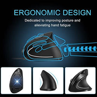 ماوس لاسلكي مريح ماوس بصري عمودي قابل لإعادة الشحن Vassink Wireless Mouse Ergonomic Mouse Rechargeable Vertical Optical Mice with USB Receiver, 6 Buttons 2.4GHz Adjustable DPI 800/1200/1600 for PC Computer,Laptop,etc（Black）