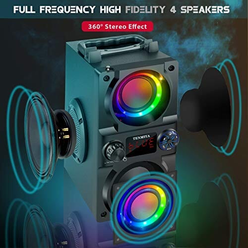 مكبر صوت بلوتوث Bluetooth Speaker, 40W (60W Peak) Portable Wireless Speaker with Colorful Lights, Double Subwoofer Heavy Bass, FM Radio, MP3 Player, Bluetooth 5.0, Loud Stereo Speaker for Home Outdoor Party Camping