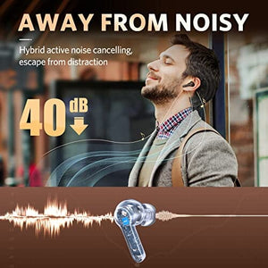 سماعات أذن لاسلكية  لإلغاء الضوضاء  EarFun Air Pro 2 Wireless Earbuds, [2023 Version] Hybrid Active Noise Cancelling Wireless Earphones, Bluetooth 5.2 Headphones with 6 Mics, in-Ear Detection, App for Custom EQ, Wireless Charging, 34Hrs