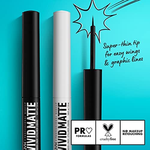 محدد عيون سائل غير لامع محدد عيون مقاوم للتلطخ مع طرف دقيق - أسود NYX PROFESSIONAL MAKEUP Vivid Matte Liquid Liner, Smear-Resistant Eyeliner with Precise Tip - Black