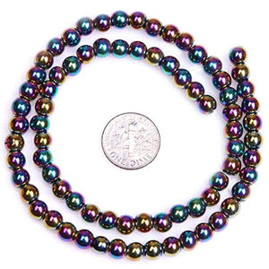 أحجار كريمة من الهيماتيت متعدد الألوان دائري 6 مم 6 mm Round Multicolored Hematite Gemstone Beads for DIY Jewelry Making 15" JOE FOREMAN