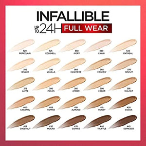 كونسيلر غير لامع مقاوم للماء من لوريال باريس ميك اب انفاليبل L'Oreal Paris Makeup Infallible Full Wear Waterproof Matte Concealer, Cashmere (Pack of 2)