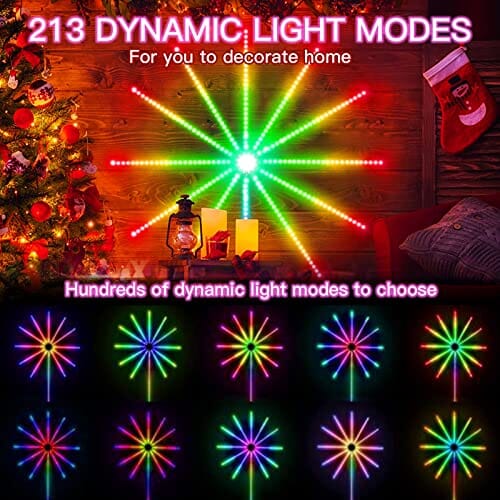 شرائط دزانكين الذكية للألعاب النارية بتقنية البلوتوث Dzanken Smart RGB LED Strips Bluetooth Fireworks Lights with Remote App Control Music Sync Led Lights for Parties Bars Bedrooms