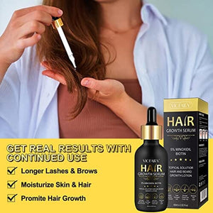 مينوكسيديل سيروم بيوتين لنمو الشعر Minoxidil for Men and Women - Biotin Hair Growth Serum & 5% Minoxidil Treatment for Stronger Thicker Longer Hair – Natural Hair Growth Thickening Treatment - Stop Thinning & Hair Loss -1-Month supply