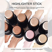 بودرة كريمية لامعة ومضادة للماء من كولورز هايلايتر Ownest 2 Colors Highlighter Stick, Shimmer Cream Powder Waterproof Light Face Cosmetics, Creamy Self Sharpening Crayon Stick Highlighter, by Ownest Beuaty-Set A