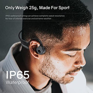 سماعات أذن مقاومة للماء ELIBOM Bone Conduction Headphones, Waterproof Open-Ear Headphones, 9+Hours Music & Call, Wireless Bluetooth Earphones with mic, 25g Sports Headset, Arm Bag Included