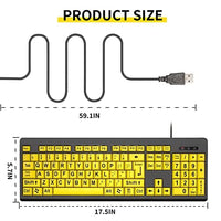 لوحة مفاتيح كمبيوتر مطبوعة كبيرة Adadmei Large Print Computer Keyboard, Wired USB High Contrast Keyboard, Oversized Big Letters Keyboard for Visually Impaired Low Vision Individuals, Seniors, Students, Computer Beginners