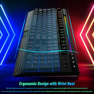 لوحة مفاتيح سلكية للألعاب 104 مفتاح TuparGo Computer Keyboard RGB Backlit USB Wired Gaming Keyboards 104 Keys, 25 Anti-Ghosting Spill-Resistant Mac Keyboard for Desktop and PC, Black