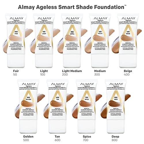كريم أساس ألماي المضاد للشيخوخة Almay Anti-Aging Foundation, Smart Shade Face Makeup with Hyaluronic Acid, Niacinamide, Vitamin C & E, Hypoallergenic-Fragrance Free, 700 Spice, 1 Fl Oz (Pack of 1)