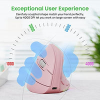 ماوس مريح عمودي لاسلكي قابل لإعادة الشحن IFYOO 2.4G and BT 5.1 Dual Mode RGB Rechargeable Wireless Vertical Ergonomic Mouse, 5 Side Buttons, Max 4000 DPI, for PC Computer Notebook Laptop, for Windows 11 10, Mac iPad OS, Android - Pink