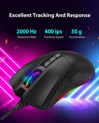 ماوس العاب جيجاستون Gigastone Gaming Mouse with 16000 DPI Adjustable, RGB Backlight, Optical Sensor, 10 Programmable Buttons, RGB Gaming Mouse with 4MB Onboard Memory, Wired Gaming Mouse for Windows 7 and Up