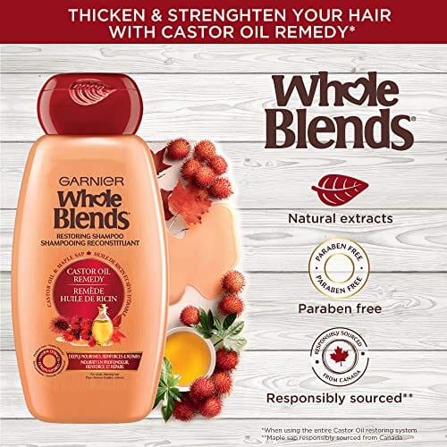 شامبو غارنييه هول بليندز شامبو القيقب للشعر الجاف التالف Garnier Whole Blends Restoring Shampoo Maple Remedy, For Dry, Damaged Hair, 12.5 fl. oz.