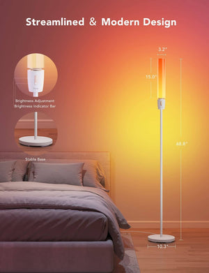 مصباح ارضي زاوية كوف Govee RGBIC Floor Lamp, LED Corner Lamp with Wi-Fi App Control, Smart Floor Lamp with DIY Mode, 64+ Scenes, Music Sync, 1500 Lumens Modern Cylinder Standing Lamp for Bedroom, Living Room