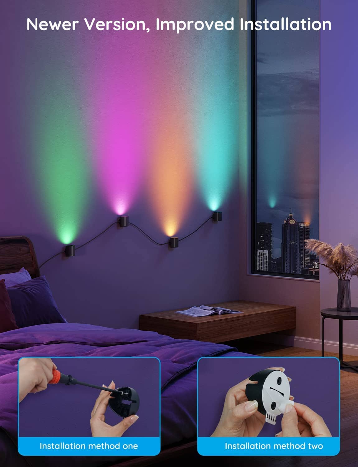Govee RGBIC Smart Wall Sconces, Music Sync Home Decor WiFi Wall Lights Work  with Alexa, Multicolor