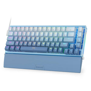 لوحة مفاتيح ميكانيكية من الألومنيوم Redragon K641 PRO 65% Aluminum RGB Mechanical Keyboard, 3-Mode 68 Keys Compact Gaming Keyboard w/ 3.5mm Sound Absorbing Foams, Detachable Wrist Rest, Gradient Keycaps, Upgraded Hot-Swap Socket, Blue