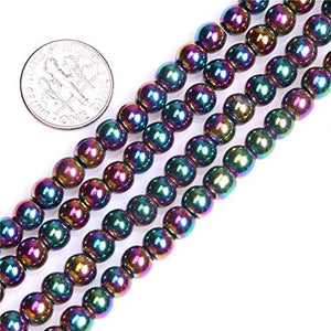 أحجار كريمة من الهيماتيت متعدد الألوان دائري 6 مم 6 mm Round Multicolored Hematite Gemstone Beads for DIY Jewelry Making 15" JOE FOREMAN