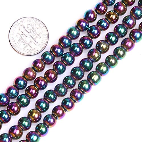 أحجار كريمة من الهيماتيت متعدد الألوان دائري 6 مم 6 mm Round Multicolored Hematite Gemstone Beads for DIY Jewelry Making 15" JOE FOREMAN