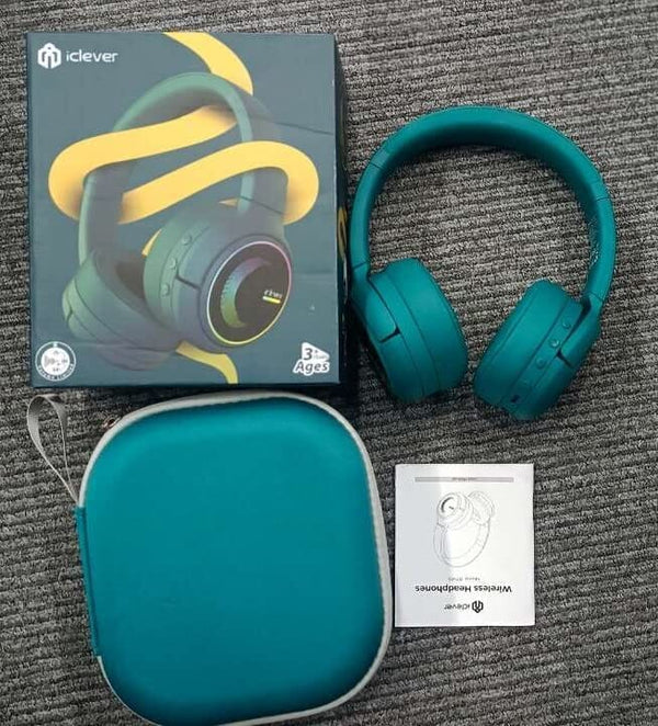 سماعات آي كليفر ماجيك سويتش للأطفال والمراهقين بالبلوتوث iClever Magic Switch Headphones for Kids Teens Bluetooth, Premium Sound, 45Hour Playtime, Safe Volume Mode, Built-in Mic Light Up Kids Bluetooth Headphones for Tablets, Smartphones (Vintage Green)