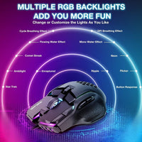 ماوس الالعاب السلكي ولف لاوس WolfLawS Wired Gaming Mouse, Computer PC Gaming Mice USB Mouse with 12 RGB Backlit Modes, High-Precision Adjustable 12800 DPI, 10 Programmable Buttons, Ergonomic Plug Play Gamer Mouse for Laptop Mac