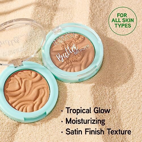 فيزيشنز فورميولا ميني مورومورو زبدة برونزر كريم لامع للوجه Physicians Formula Mini Murumuru Butter Bronzer Cream Shimmer Face Makeup, Bronzer, Dermatologist Tested, Clean Beauty, Vegan, Cruelty Free