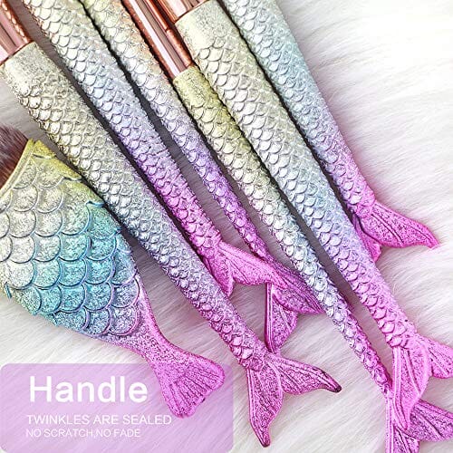 فرش مكياج حورية البحر 11 قطعة احترافي مزج أحمر خدود كونسيلر Mermaid Makeup Brushes, 11pcs Professional Blending Blush Concealer Synthetic Fiber Bristles Brush Special Cosmetic Brushes Kits for Women(purple)