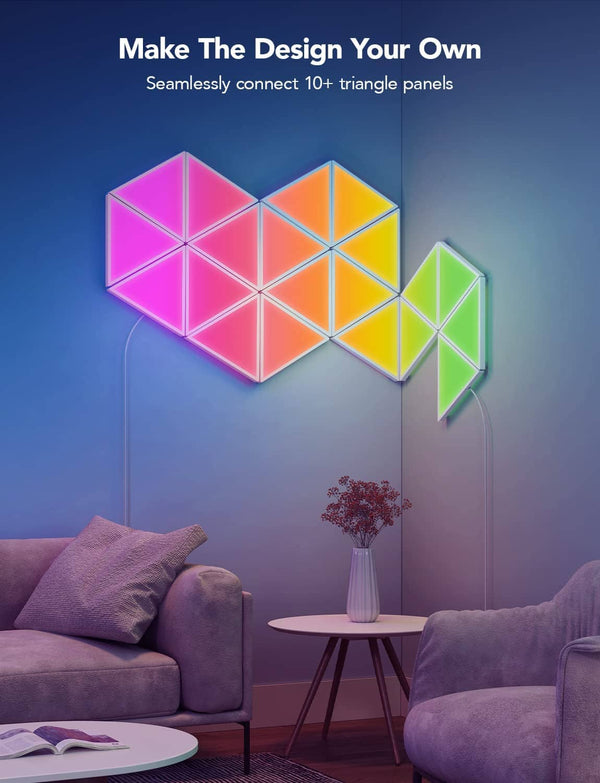 لوحات ثلاثية الاضلاع كوف Govee Triangle Light Panels, RGBIC Tri Lights, Glide Wall Light Decor, Multicolor Effects, Music Sync, DIY Design, Smart WiFi App Control, Works with Alexa & Google Assistant for Room, Gaming, 10 Pack