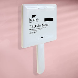 مرآة صغيرة بيضاء محمولة على مرآة صغيرة مضاءة للسفر مرآة مكياج صغيرة محمولة Kokie LED Mini Mirror, White Handheld Mini Mirror, Lighted Travel Makeup Mirror, Portable Mini Mirror