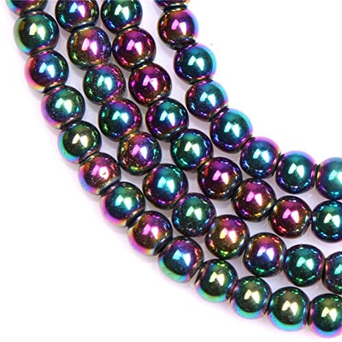 أحجار كريمة من الهيماتيت متعدد الألوان دائري 6 مم 6 mm Round Multicolored Hematite Gemstone Beads for DIY Jewelry Making 15" JOE FOREMAN