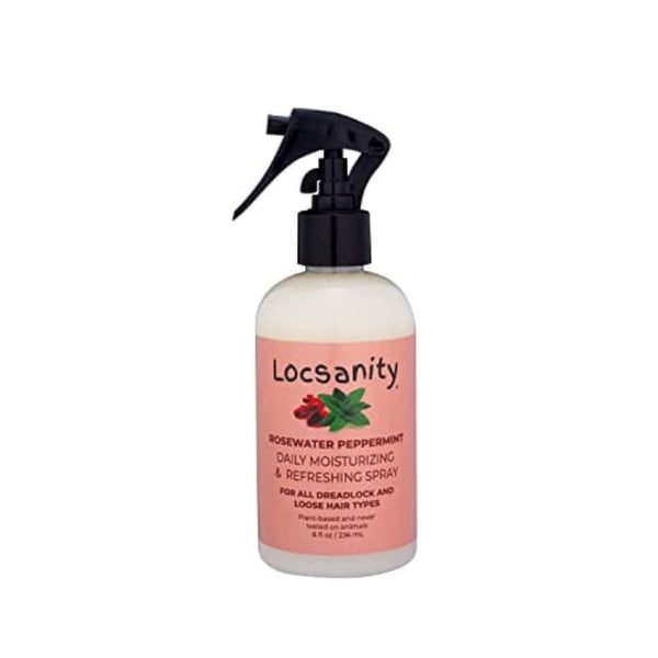 ماء الورد ومرطب فروة الرأس بالنعناع Locsanity Daily Moisturizing Refreshing Spray for Locs, Dreadlocks - Rose Water and Peppermint Hair Scalp Moisturizer, Dreadlock Spray - Natural Loc Care and Maintenance (8oz