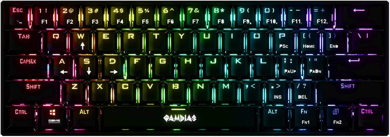 لوحة مفاتيح العاب تويل  ZEUS GAMDIAS Mem-chanical Gaming Keyboard and Mouse Combo, Wired RGB LED Backlit & 3200 DPI Ergonomic Mouse for Windows PC Desktop Gamers & Mouse Mat HERMES E1C