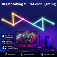 ضوء جداري ذكي KOBAIBAN Smart WiFi RGB LED Wall Light Lines 16M+ Color LED Dimmable Music Sync Gaming Room, Bedroom, Led Home Wall Decor Light Bars Kit Work with Alexa and Google Assistant (9 LED Light Lines)