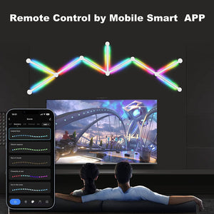 ضوء جداري ذكي KOBAIBAN Smart WiFi RGB LED Wall Light Lines 16M+ Color LED Dimmable Music Sync Gaming Room, Bedroom, Led Home Wall Decor Light Bars Kit Work with Alexa and Google Assistant (9 LED Light Lines)
