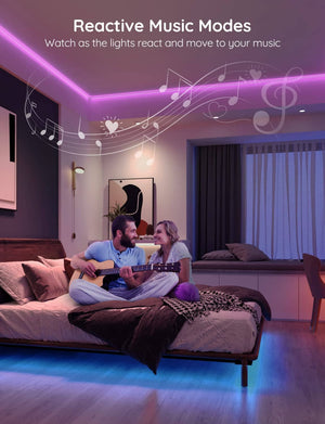 مصابيح شريط كوف Govee LED Strip Lights, 65.6ft WiFi RGB Strip Lights Work with Alexa and Google Assistant, Smart App Control, 64 Scenes, Music Sync, DIY LED Lights for Bedroom, Kitchen, Party, Living Room, TV