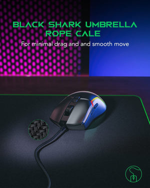ماوس العاب سلكي بلاك شارك Black Shark Gaming Mouse Wired, USB Computer Ergonomic Mouse with 7 Adjustable DPI Up to 10,000, 7 Programmable Buttons, 5 Modes RGB Backlight, Optical Gamer Mice for Windows PC Laptop Mac