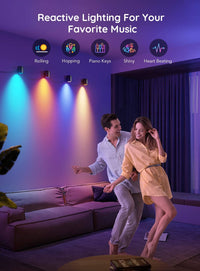 اضاءة حائط ذكية Govee RGBIC Smart Wall Sconces, Music Sync Home Decor WiFi Wall Lights Work with Alexa, Multicolor Wall Led Light for Party and Decor, 30+ Dynamic Scene Indoor Light Fixture for Living Room, Bedroom
