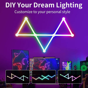 ضوء جداري ذكي KOBAIBAN Smart WiFi RGB LED Wall Light Lines 16M+ Color LED Dimmable Music Sync Gaming Room, Bedroom, Led Home Wall Decor Light Bars Kit Work with Alexa and Google Assistant (9 LED Light Lines)