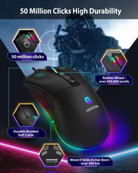 ماوس العاب جيجاستون Gigastone Gaming Mouse with 16000 DPI Adjustable, RGB Backlight, Optical Sensor, 10 Programmable Buttons, RGB Gaming Mouse with 4MB Onboard Memory, Wired Gaming Mouse for Windows 7 and Up