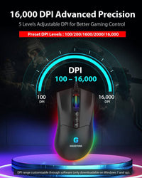 ماوس العاب جيجاستون Gigastone Gaming Mouse with 16000 DPI Adjustable, RGB Backlight, Optical Sensor, 10 Programmable Buttons, RGB Gaming Mouse with 4MB Onboard Memory, Wired Gaming Mouse for Windows 7 and Up