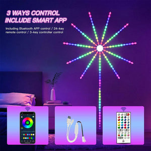 شرائط إضاءة ديزانكن الذكية Dzanken Smart RGB LED Strips Bluetooth Fireworks Lights with Remote App Control Music Sync Led Lights for Parties Bars Bedrooms