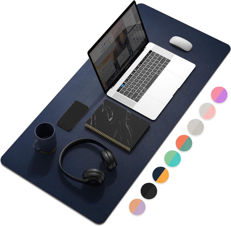 باد مكتب متعدد الوظائف على وجهين  Dual-Sided Multifunctional Desk Pad, Waterproof Desk Blotter Protector, Leather Desk Wrting Mat Mouse Pad (47.2" x 23.6", Black) Black 47.2" x 23.6"